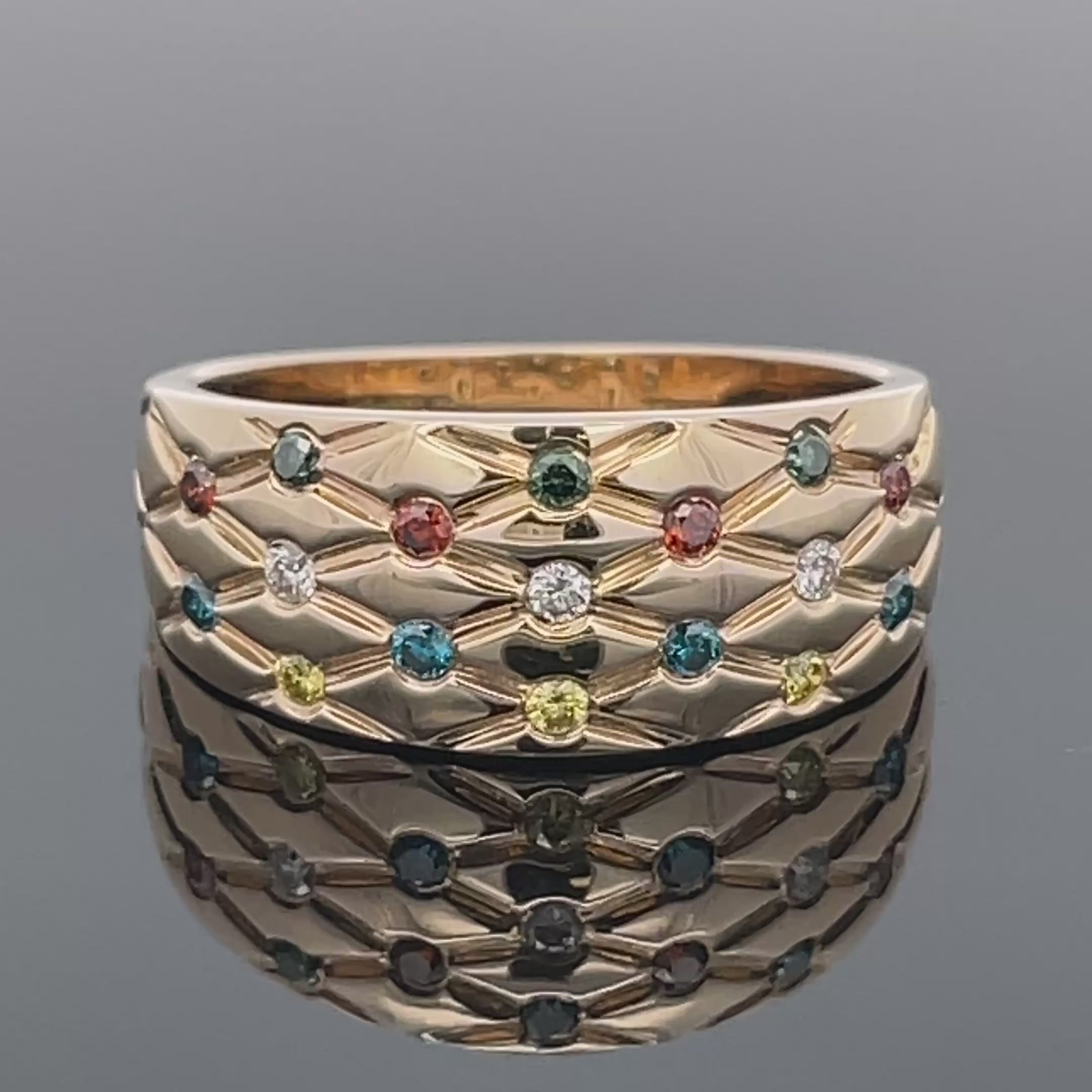 RING AUS 585/- GELBGOLD MIT MULTI BRILLANTEN BEH. (ges.ca. 0,255 ct.)