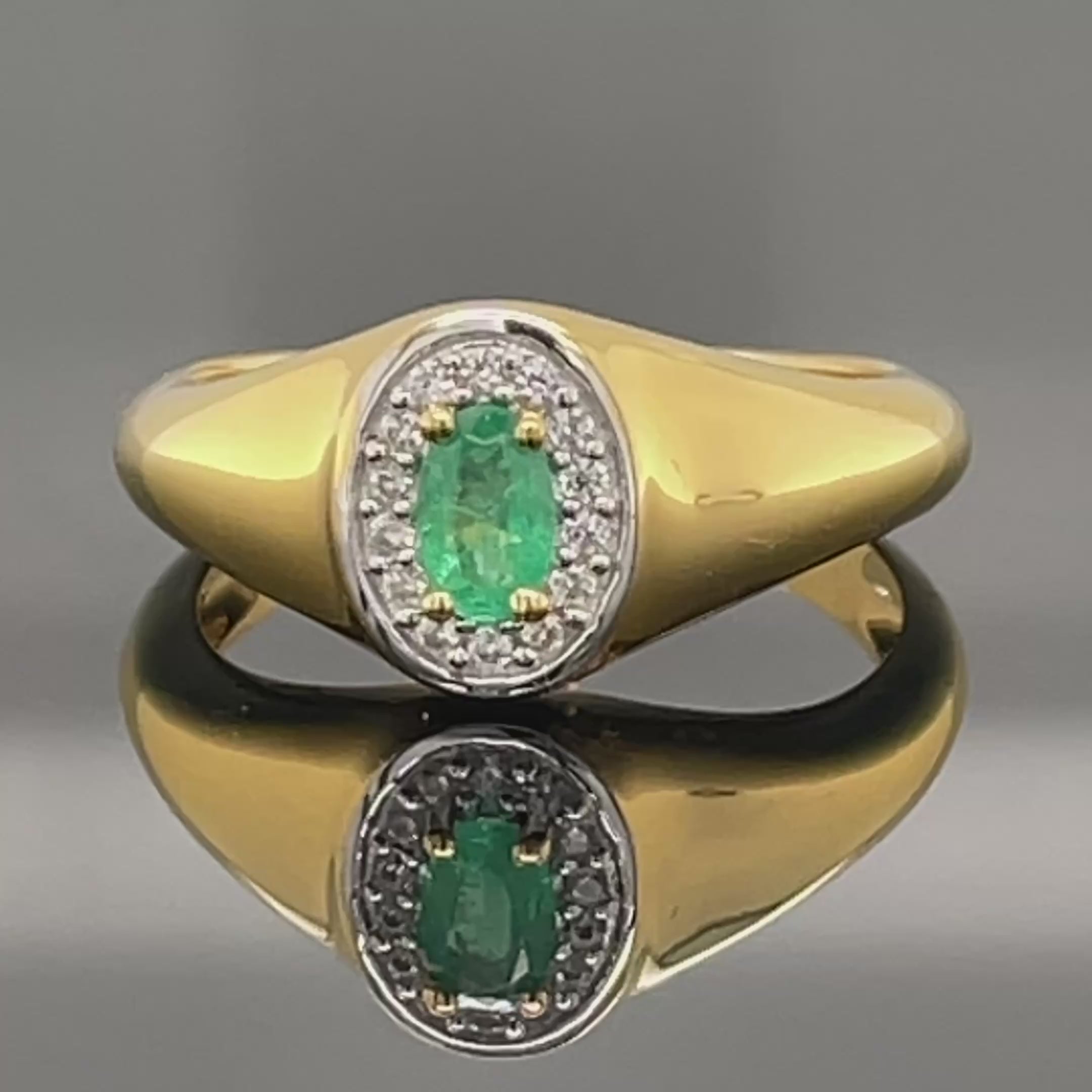 RING AUS 925/- SILBER VERGOLDET MIT SAMBIA SMARAGD & ZIRKON