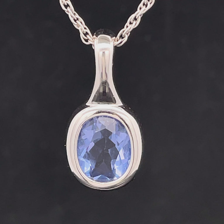 CLIP ANHÄNGER AUS 925/- SILBER RHODINIERT MIT FLUORIT BLAU ( ca. 2,7 ct.)