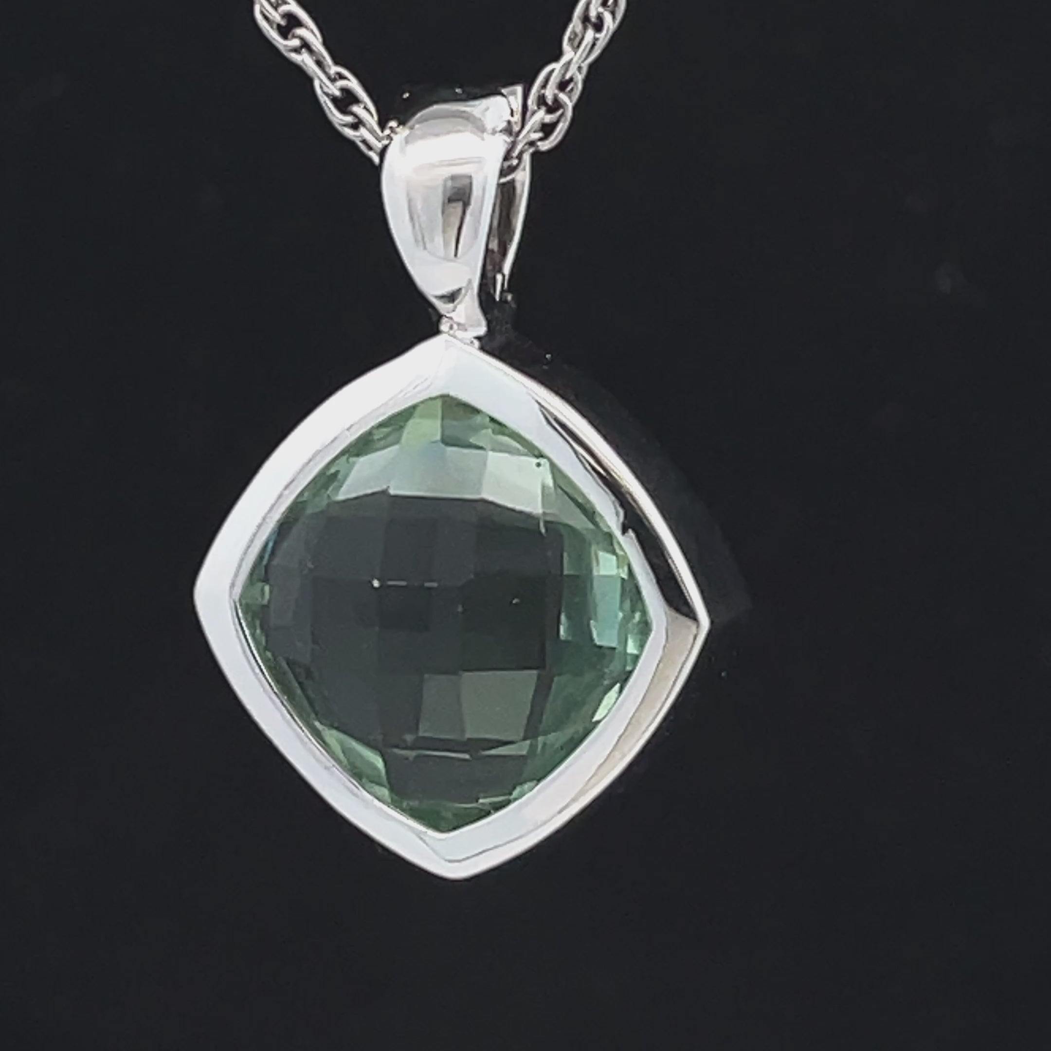 CLIP ANHÄNGER AUS 925/- SILBER RHODINIERT MIT FLUORIT ( ca. 11,0 ct.)