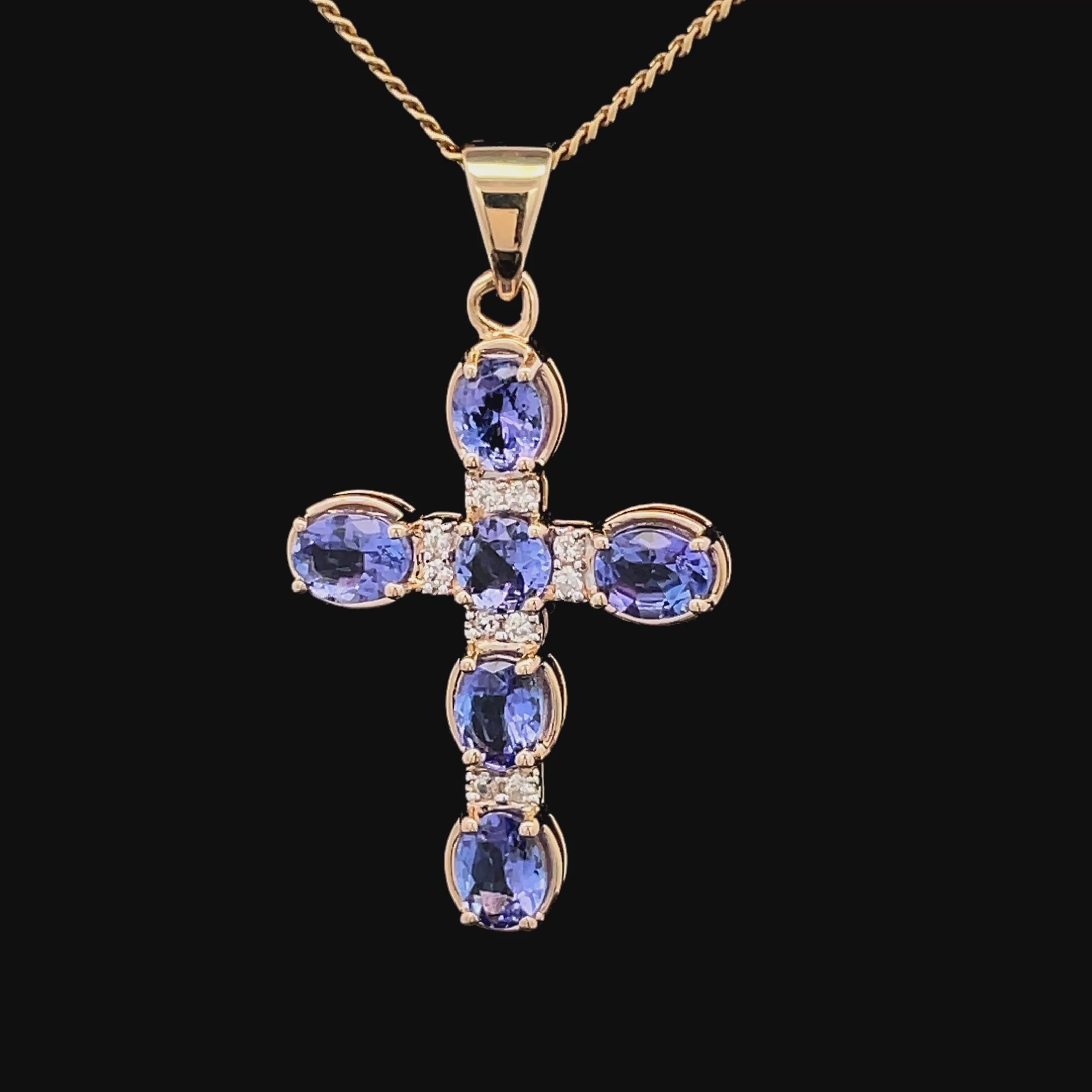 ANHÄNGER AUS 375/- GELBGOLD MIT TANSANIT & ZIRKON