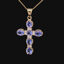 ANHÄNGER AUS 375/- GELBGOLD MIT TANSANIT & ZIRKON