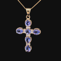 ANHÄNGER AUS 375/- GELBGOLD MIT TANSANIT & ZIRKON