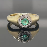 RING AUS 925/- SILBER VERGOLDET MIT SAMBIA SMARAGD & ZIRKON
