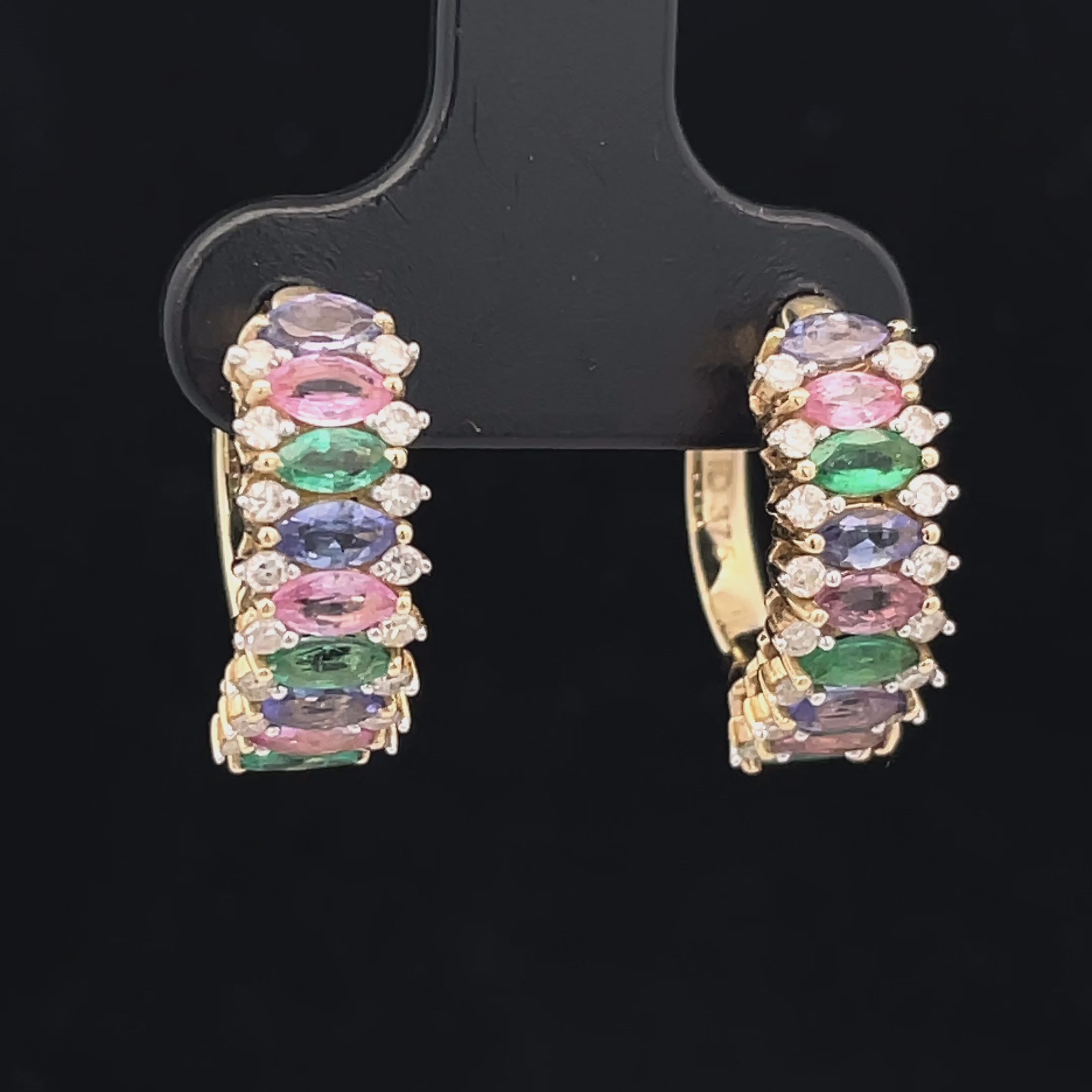 CREOLEN AUS 375/- GELBGOLD MIT MULTI EDELSTEINE (GES. CA.1,81 ct.)