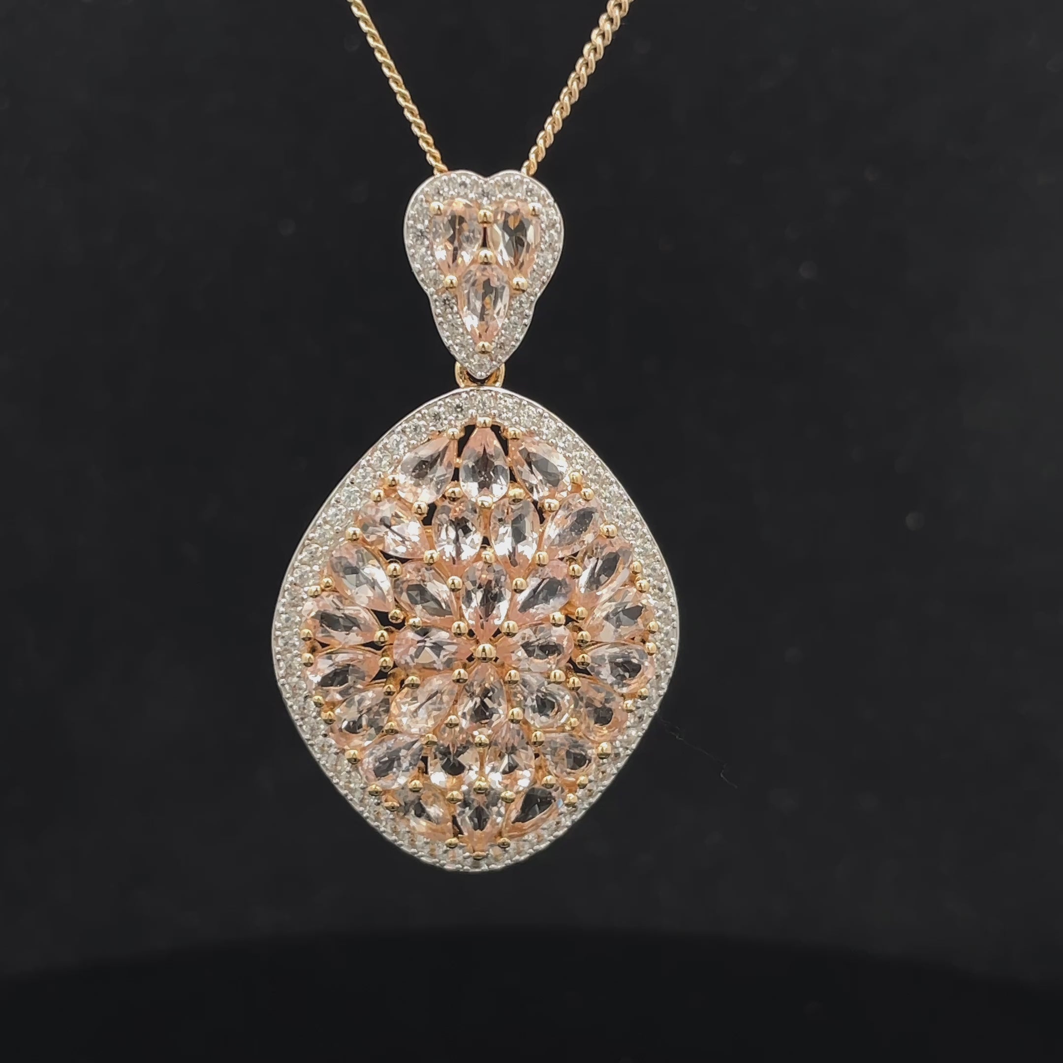 ANHÄNGER AUS 925/- SILBER VERGOLDET MIT MORGANIT & ZIRKON