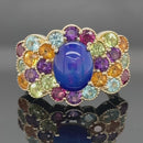 RING AUS 925/- SILBER VERGOLDET MIT ÄTHIOP. OPAL & MULTI EDELSTEINE