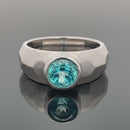 RING AUS 925/- SILBER RHODINIERT MIT TOPAS (BEH.) PARAIBAFARBEN (CA. 0,9 ct.)
