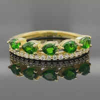 RING AUS 925/- SILBER VERGOLDET MIT CHROMDIOPSID & ZIRKON