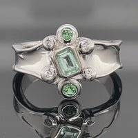RING AUS 925/- SILBER RHODINIERT MIT BERYLL, TURMALIN & ZIRKON (Kopie)