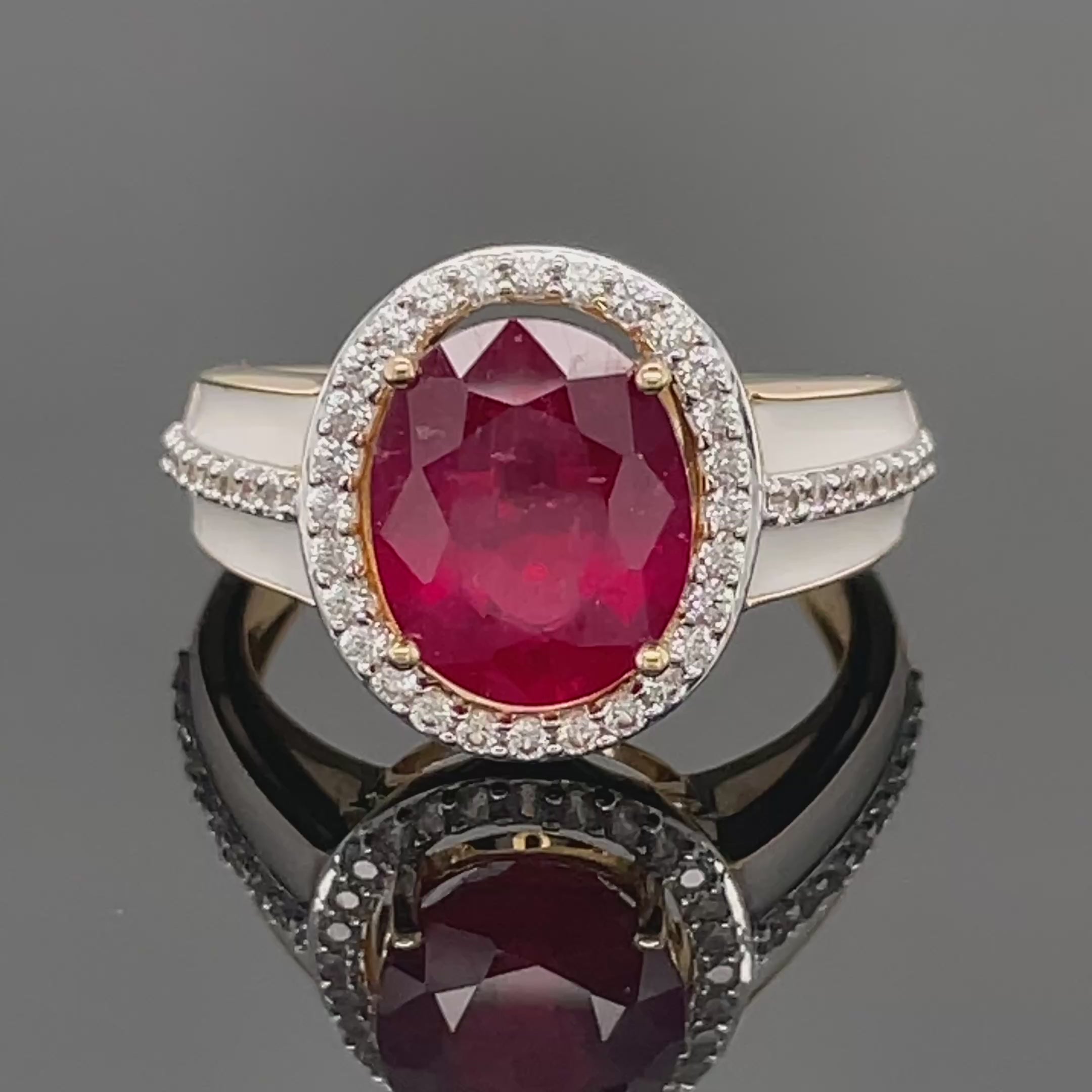 RING AUS 925/- SILBER VERGOLDET MIT RUBIN & ZIRKON