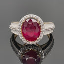 RING AUS 925/- SILBER VERGOLDET MIT RUBIN & ZIRKON