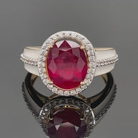 RING AUS 925/- SILBER VERGOLDET MIT RUBIN & ZIRKON