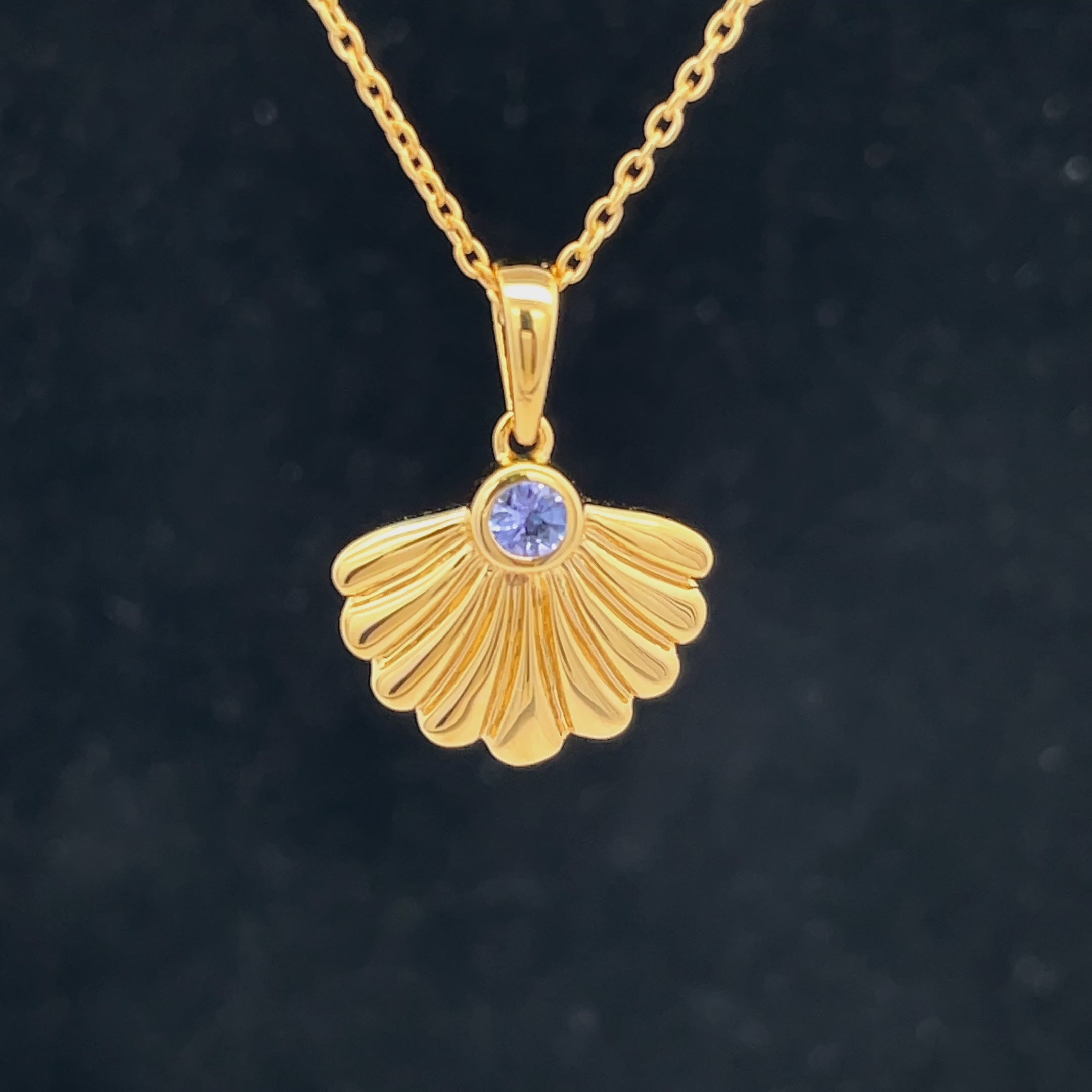 KETTE MIT ANHÄNGER 925/-SILBER VERGOLDET MIT TANSANIT (CA.0,12 ct.)