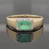 RING AUS 585/-GELBGOLD MIT SMARAGD & DIAMANTEN ( GES.CA.1,10 ct.)