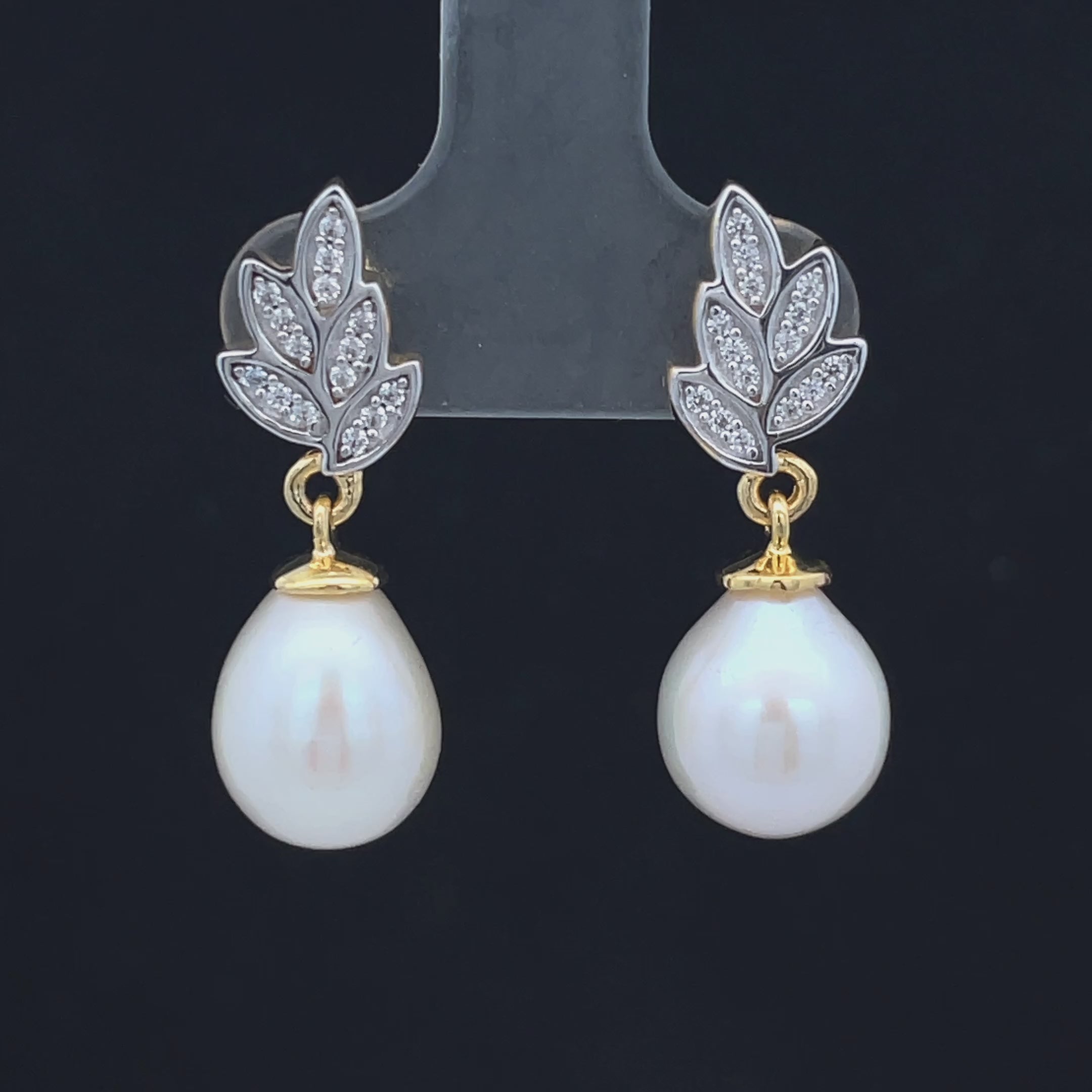 OHRSTECKER AUS 925/- SILBER BICOLOR MIT SÜßWASSERZUCHTPERLE & ZIRKON
