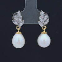 OHRSTECKER AUS 925/- SILBER BICOLOR MIT SÜßWASSERZUCHTPERLE & ZIRKON