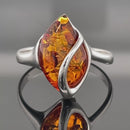 RING AUS 925/- SILBER RHODINIERT MIT BERNSTEIN (CA.1,75 ct.)