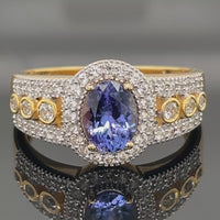 RING AUS 925/- SILBER VERGOLDET MIT TANSANIT & ZIRKON