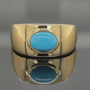RING AUS 925/- SILBER VERGOLDET MIT TÜRKIS STAB. (ca. 1,0ct.)