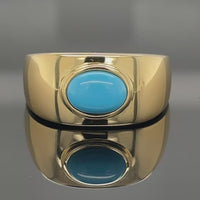 RING AUS 925/- SILBER VERGOLDET MIT TÜRKIS STAB. (ca. 1,0ct.)