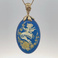 CLIP ANHÄNGER AUS 375/- GELBGOLD MIT BERNSTEIN BEH. (CA. 13,57 ct.)