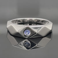 RING AUS 925/- SILBER RHODINIERT MIT TANSANIT AA