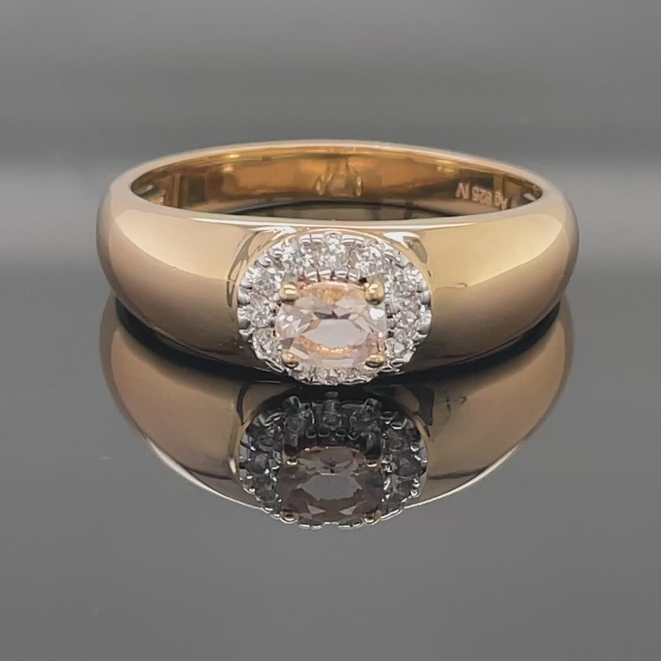 RING AUS 925/- SILBER VERGOLDET MIT MORGANIT & ZIRKON