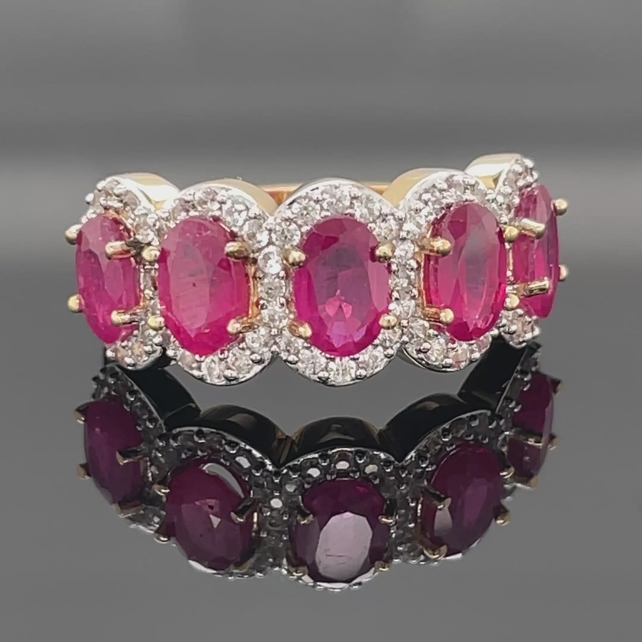 RING AUS 925/- SILBER VERGOLDET MIT SAMBIA RUBIN & ZIRKON