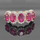 RING AUS 925/- SILBER VERGOLDET MIT SAMBIA RUBIN & ZIRKON