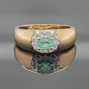 RING AUS 925/- SILBER VERGOLDET MIT SAMBIA SMARAGD & ZIRKON