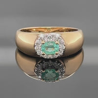 RING AUS 925/- SILBER VERGOLDET MIT SAMBIA SMARAGD & ZIRKON