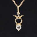 ANHÄNGER "STIER" AUS 375/- GELBGOLD MIT TOPAS & DIAMANT (GES. CA. 0,28 ct.)
