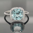 RING AUS 375/- WEIßGOLD MIT BLAUTOPAS & ZIRKONIA