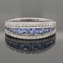 RING AUS 950/- PLATIN MIT TANSANIT & BRILLANTEN