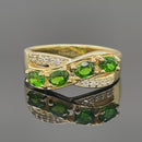 RING AUS 925/- SILBER VERGOLDET MIT CHROMDIOPSID & ZIRKON (GES. CA. 0,80 ct.)