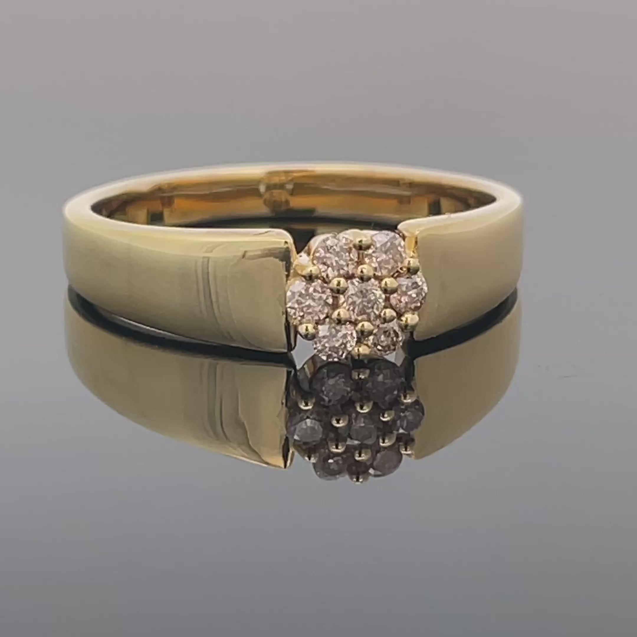 RING Gr.19 (60) AUS 925/- SILBER GELBGOLDPLATTIERT MIT BRILLANTEN ( GES.CA.0,22 ct.)