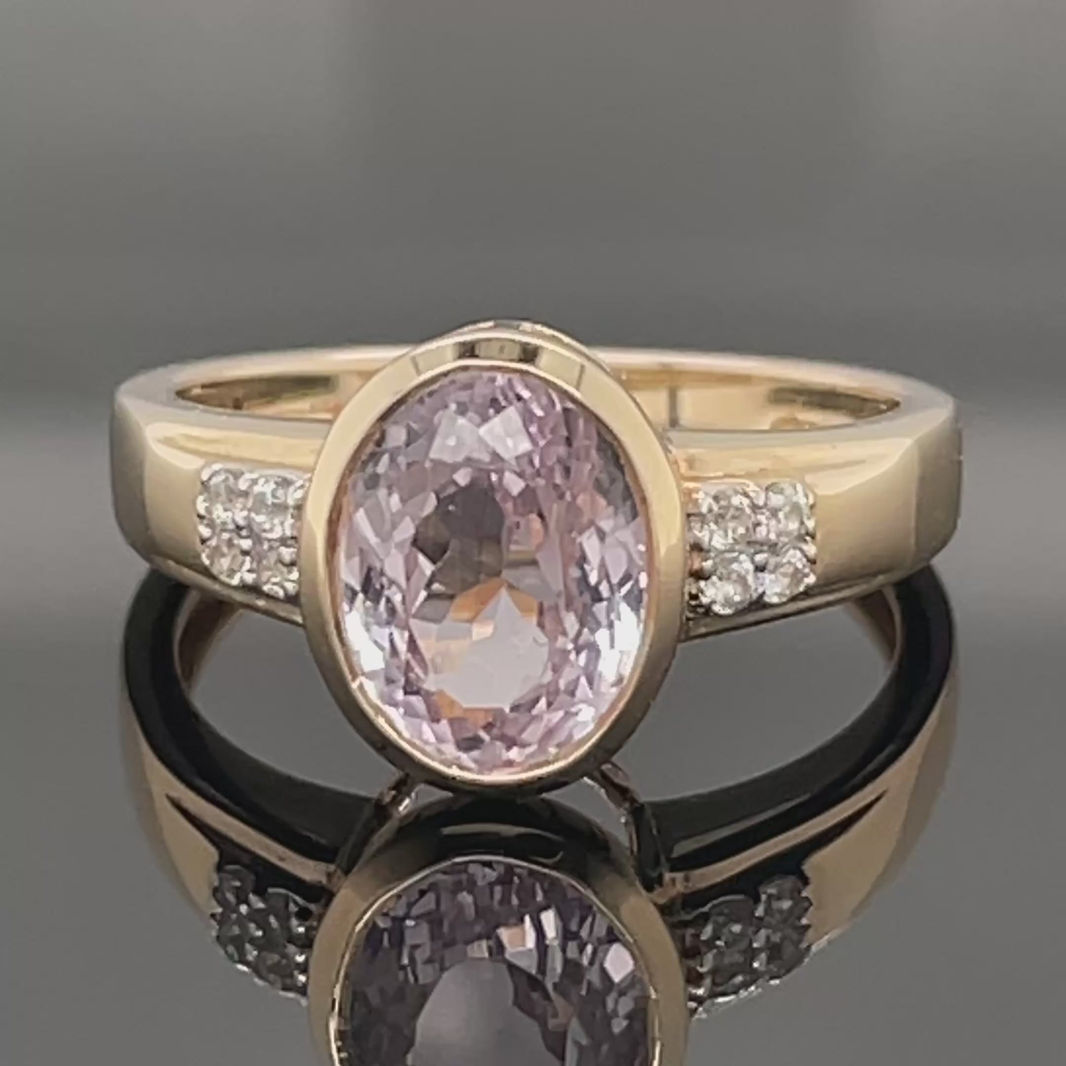RING AUS 375/- GELBGOLD MIT KUNZIT & ZIRKON