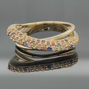 RING AUS 375/- GELBGOLD MIT MULTI SAPHIR (GES.CA. 0,612 ct.)