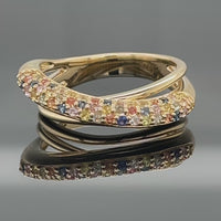 RING AUS 375/- GELBGOLD MIT MULTI SAPHIR (GES.CA. 0,612 ct.)