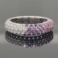 RING AUS 925/- SILBER RHODINIERT MIT AMETHYST,RHODOLITH & ZIRKON (ges. ca. 1,602ct.)