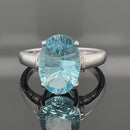 RING AUS 925/- SILBER RHODINIERT MIT SWISS BLUE TOPAS (CA.5,5 ct.)