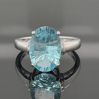 RING AUS 925/- SILBER RHODINIERT MIT SWISS BLUE TOPAS (CA.5,5 ct.)