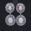 OHRSTECKER AUS 925/- SILBER RHOD. MIT TANSANIT, ÄTHIOP.OPAL & ZIRKON