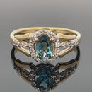 RING AUS 925/- SILBER VERGOLDET MIT LONDON BLUE TOPAS & ZIRKON