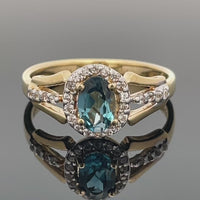 RING AUS 925/- SILBER VERGOLDET MIT LONDON BLUE TOPAS & ZIRKON