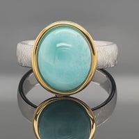 RING AUS 925/- SILBER BICOLOR MIT LARIMAR ( CA.4,25 ct.)