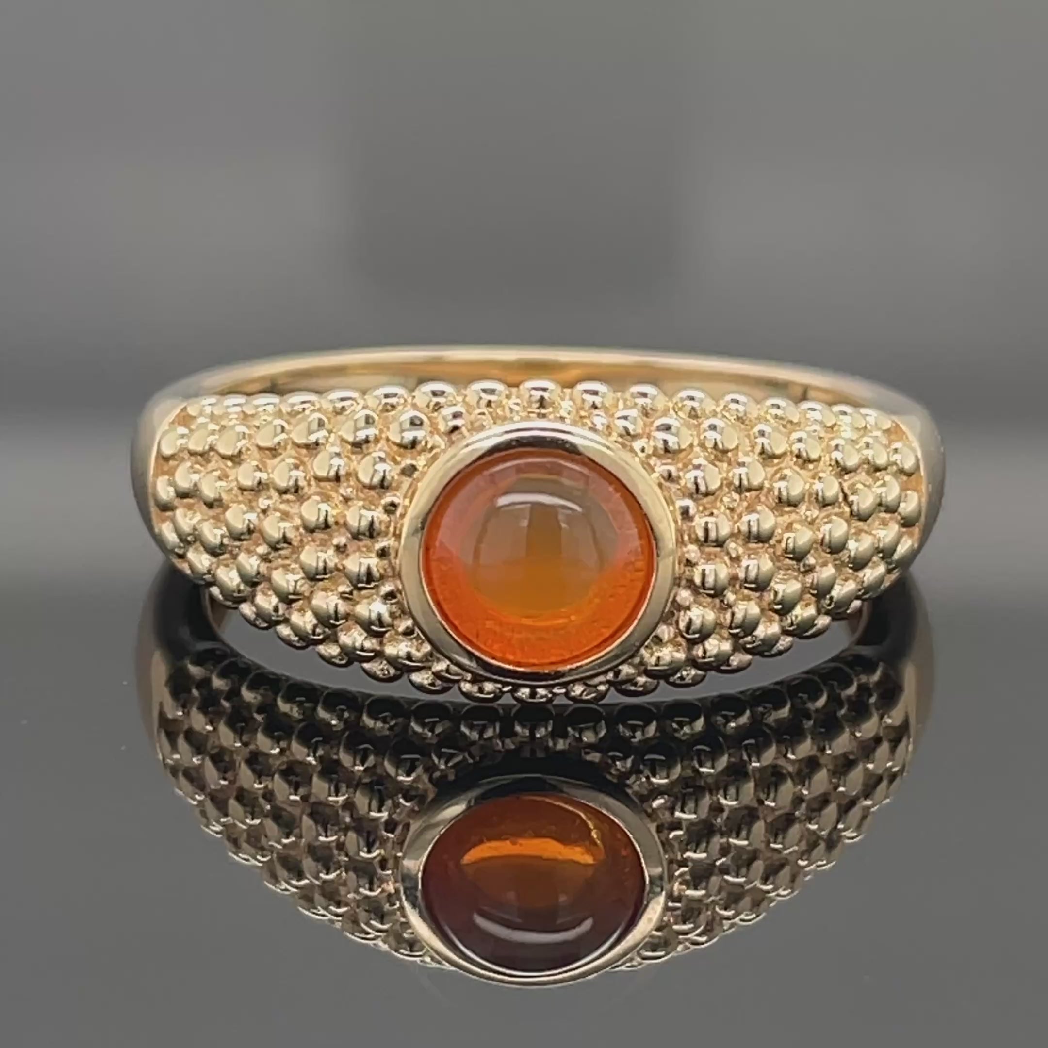 RING AUS 925/- SILBER VERGOLDET MIT FEUEROPAL ( CA. 0,60 ct.)