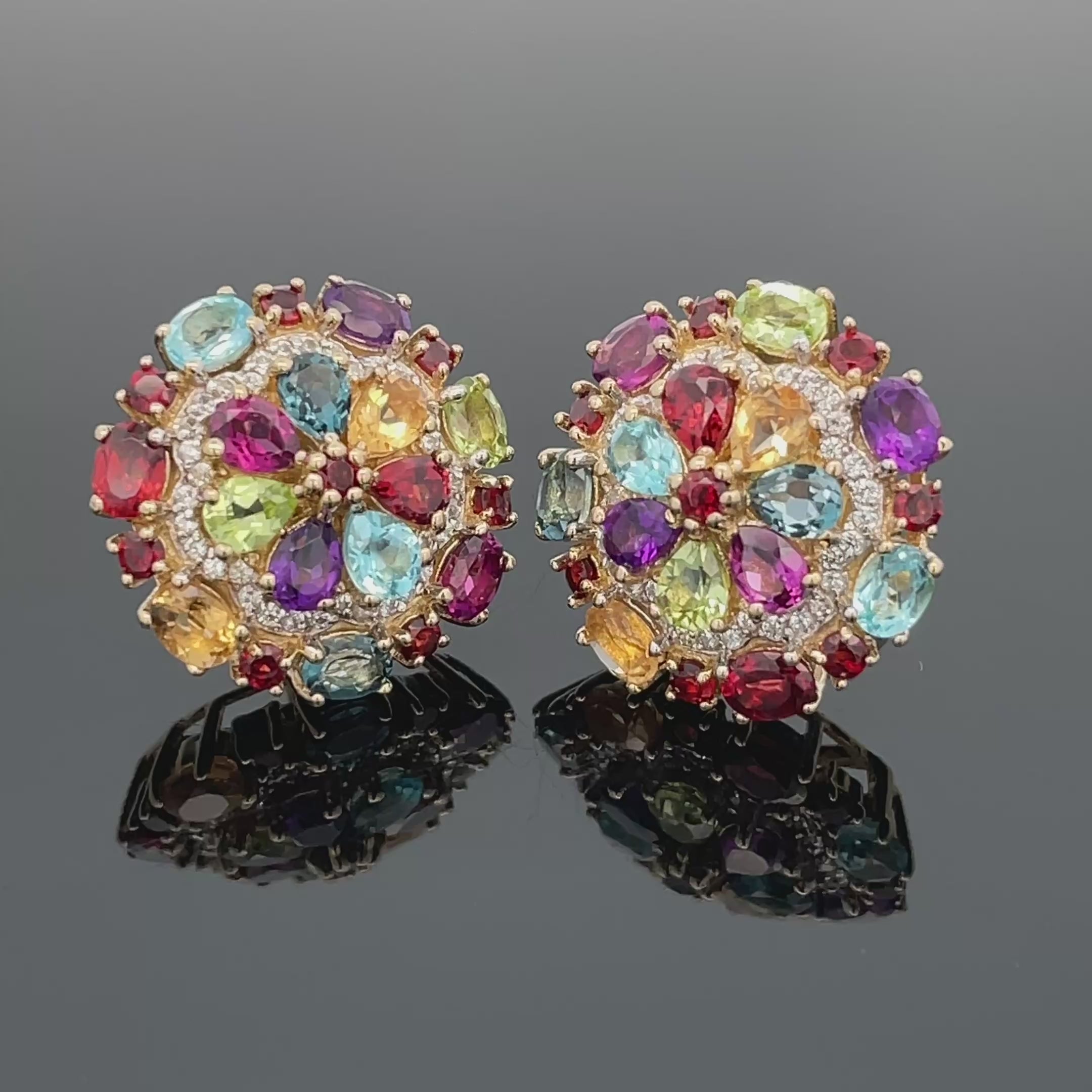 OHRSTECKER AUS 925/- SILBER VERGOLDET MIT MULTI EDELSTEINE