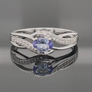 RING AUS 925/- SILBER RHODINIERT MIT TANSANIT AA & ZIRKON
